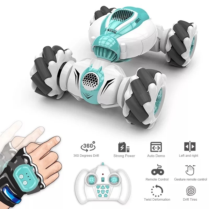 Watch Toy RC Stunt Car Remote Control Gesture Sensor 360° Double Sided Rotating Car