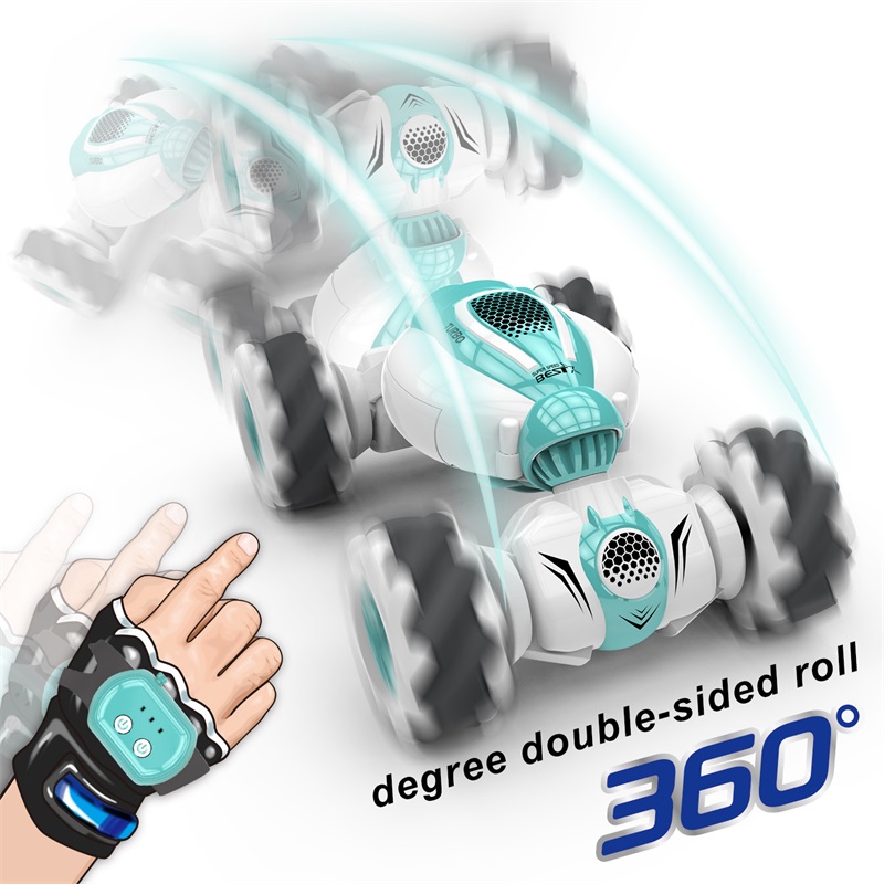 Watch Toy RC Stunt Car Remote Control Gesture Sensor 360° Double Sided Rotating Car