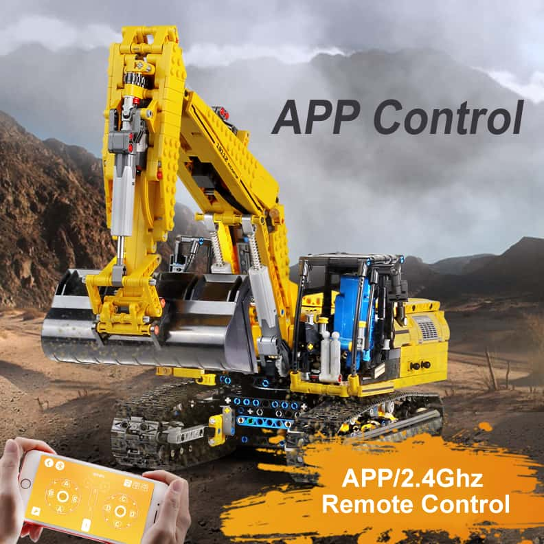 Micro Building Block Sets Authorized Genuine Fully Automatic Remote Control Excavator Modular Blocks Boy Toy Gift 13112