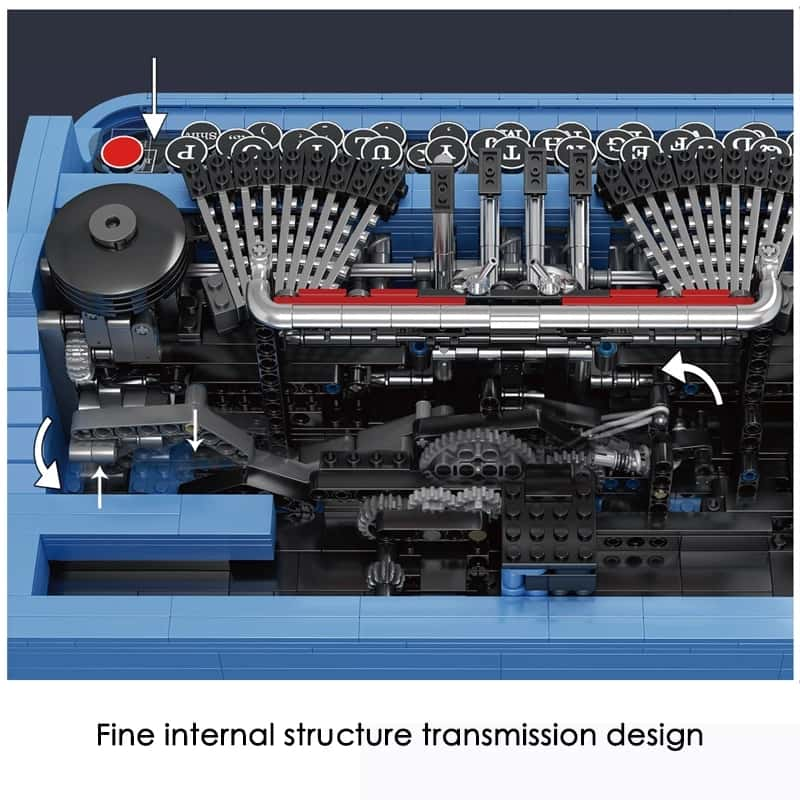 Mould King 10032 Blue Retro Typewriter Bricks Model Moc