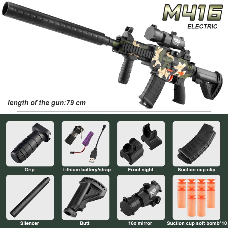 Soft Bullet Airsoft Gun Toy with Shell Ejection M416 Pistol