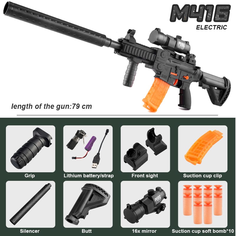 Soft Bullet Airsoft Gun Toy with Shell Ejection M416 Pistol