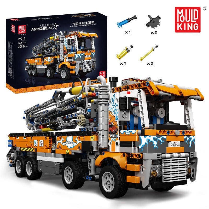 Mould King 19014 Moc Heavy-Duty Pneumatic Concrete Pump Truck